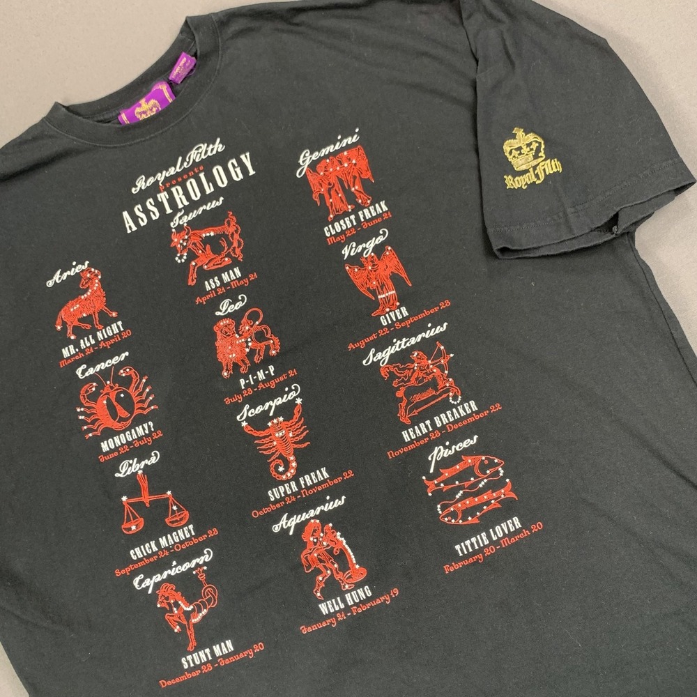 Royal‎ Filth Astrology Shirt Mens 3XL Black Graphic Tee Humor Zodiac XXL Funny